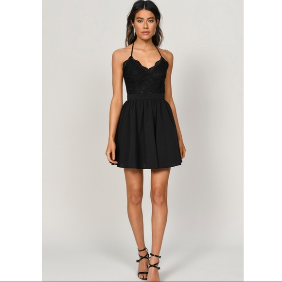 Tobi MILA BLACK LACE PLEATED SKATER DRESS … - Picture 2 of 11